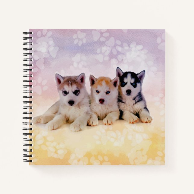 Siberische Husky-Welpen Notizbuch (Vorderseite)