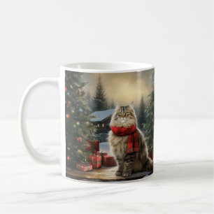 Siberische Katze im Schnee Weihnachten Kaffeetasse