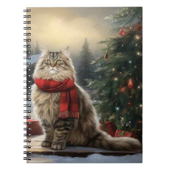 Siberische Katze im Schnee Weihnachten Notizblock (Vorderseite)