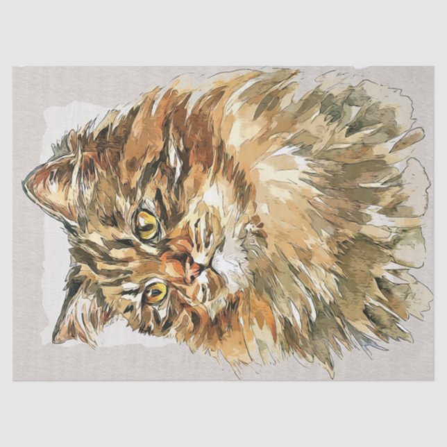 Siberische Katzen-Wasserfarbe Seidenpapier (Vorderseite)