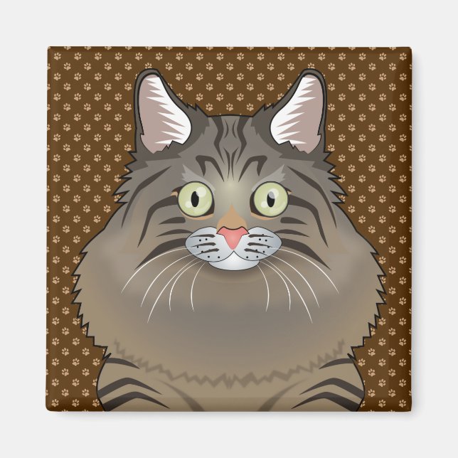 Siberischer Cat Cartoon Paws Magnet (Vorne)