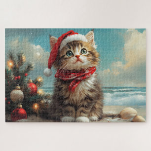 Siberischer Cat Christmas Vintag Beach