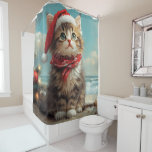 Siberischer Cat Christmas Vintag Beach Duschvorhang<br><div class="desc">Bringen Sie die Wärme der Ferien an die Küste mit diesem charmanten, Vintag inspirierten Design mit einer festlichen Katze, die auf einem ruhigen Strand sitzt. Mit einer klassischen Touch nostalgischer Töne und Küstenstöcke erweckt dieses Kunstwerk den Zauber der Weihnachtszeit am Meer. Dieses Design ist perfekt für den gelungenen Urlaub geeignet...</div>