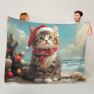 Siberischer Cat Christmas Vintag Beach Fleecedecke