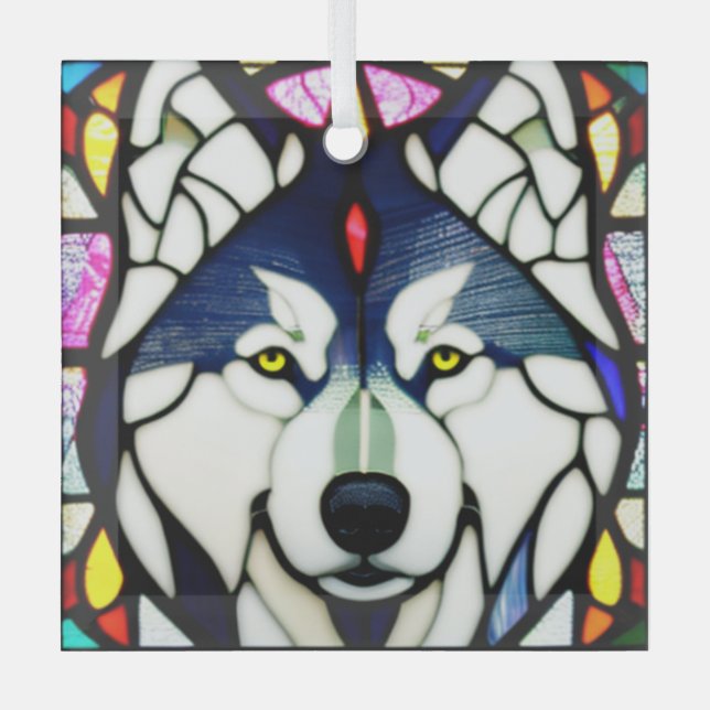 Siberischer Huskie "Festes Glas" Ornament Aus Glas (Vorderseite)
