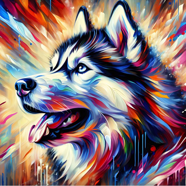 Siberischer Husky-Akrylprint | Farblich | Lebhaft (Von Creator hochgeladen)
