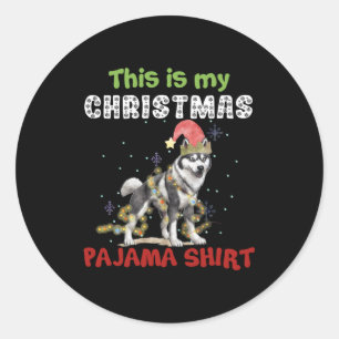 Siberischer Husky Das ist mein Weihnachtspajama Xm Runder Aufkleber