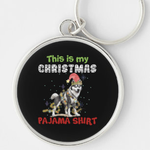 Siberischer Husky Das ist mein Weihnachtspajama Xm Schlüsselanhänger
