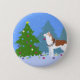 Siberischer Husky dekoriert Weihnachtsbaum - Wald Button (Vorderseite)