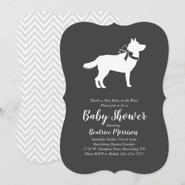 Siberischer Husky Dog Baby Duwer Gender Neutral Einladung (Vorne/Hinten)
