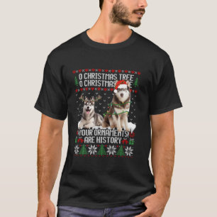 Siberischer Husky Dog Weihnachtsbaum Lights Welpen T-Shirt
