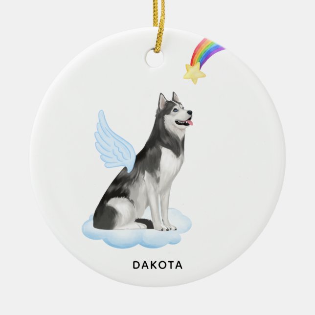 Siberischer Husky-Engel-Gedenkstätte für Personali Keramik Ornament (Vorne)