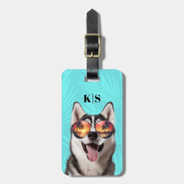 Siberischer Husky-Gepäcktag Gepäckanhänger (Vorderseite vertikal)