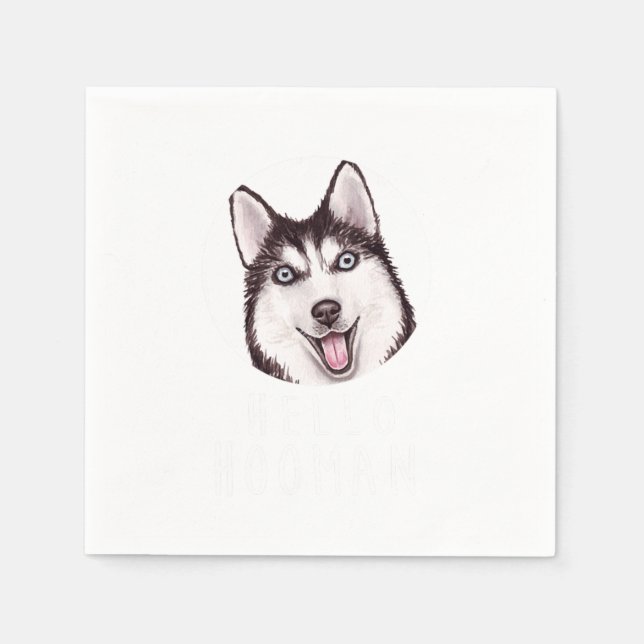 Siberischer Husky Head Hunde Rasse Tierfütterung L Serviette (Vorderseite)