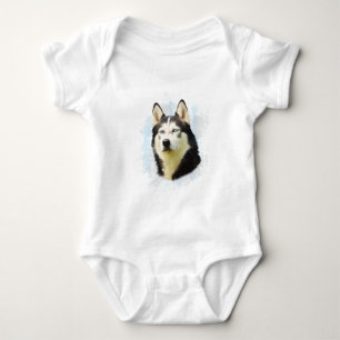 Siberischer Husky Hund Farbe Farbe Farbe Malerei Baby Strampler