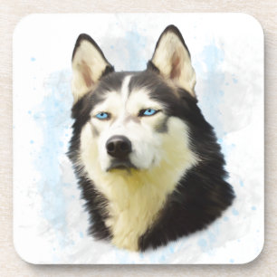 Siberischer Husky Hund Farbe Farbe Farbe Malerei Getränkeuntersetzer