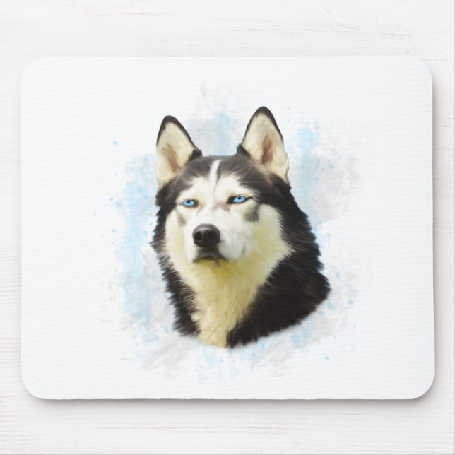 Siberischer Husky Hund Farbe Farbe Farbe Malerei Mousepad (Vorne)