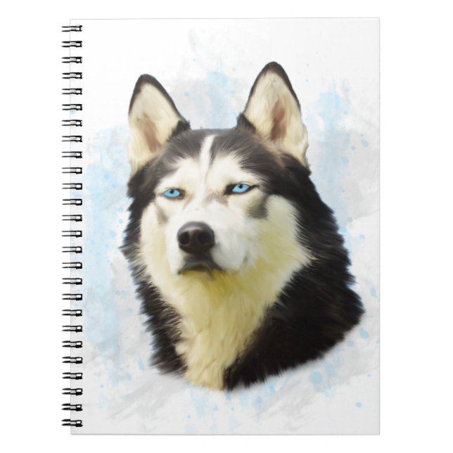 Siberischer Husky Hund Farbe Farbe Farbe Malerei Notizblock (Vorderseite)