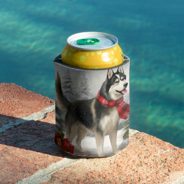 Siberischer Husky-Hund im Schnee Weihnachten Dosenkühler (In Situ Pool)