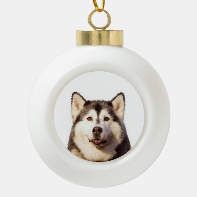 Siberischer Husky Hund Keramik Ball Weihnachtsschm Keramik Kugel-Ornament (Vorderseite)