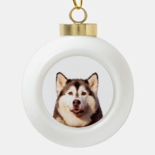 Siberischer Husky Hund Keramik Ball Weihnachtsschm Kugel-Ornament