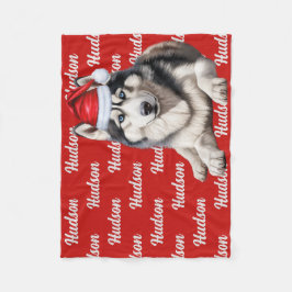 Siberischer Husky-Hund mit Namen Gemusterte Weihna Fleecedecke