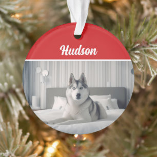 Siberischer Husky-Hund - Name Holiday-Foto - Weihn Ornament
