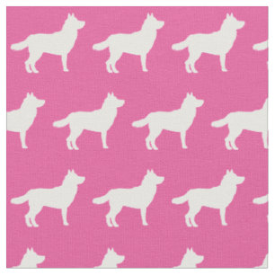 Siberischer Husky Hund Silhouette Pink Stoff