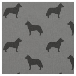 Siberischer Husky Hund Silhouetten Gemustert Stoff