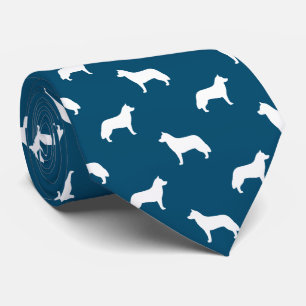 Siberischer Husky-Hund-Silhouetten Muster Blau Krawatte