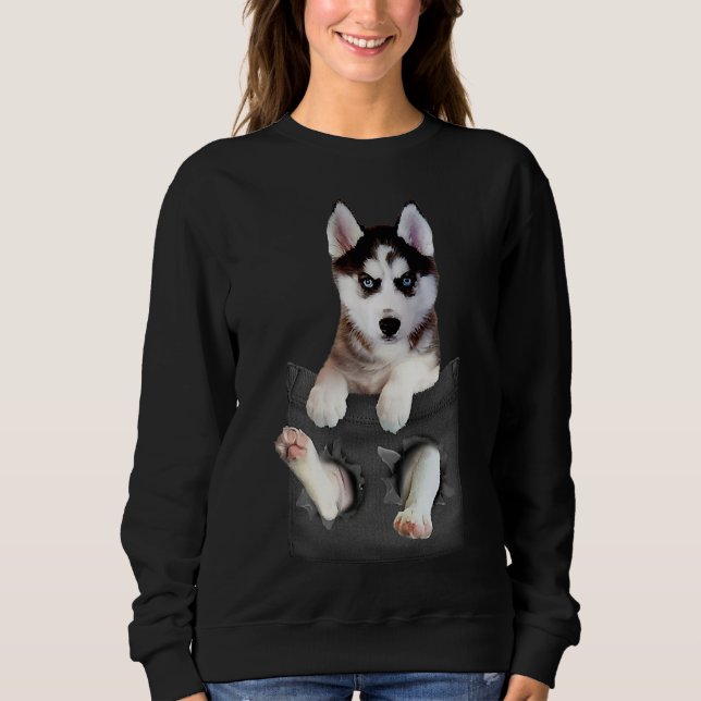 Siberischer Husky in Pocket Puppy Sweatshirt (Vorderseite)
