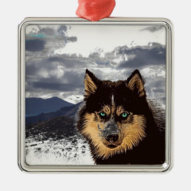 Siberischer Husky-Metal-Ornament Ornament Aus Metall (Vorne)