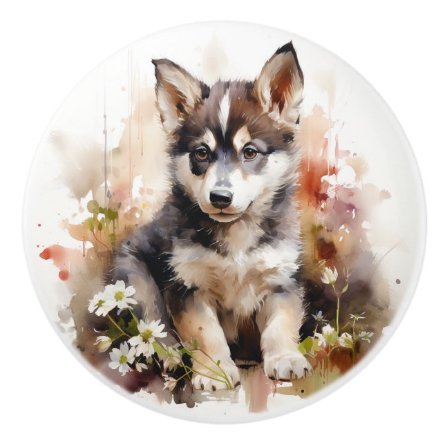 Siberischer Husky oder Fügen Sie Ihren eigenen Nie Keramikknauf (Vorderseite)