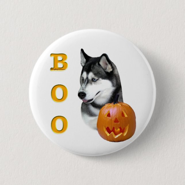 Siberischer Husky (schwarz) Boo Button (Vorderseite)