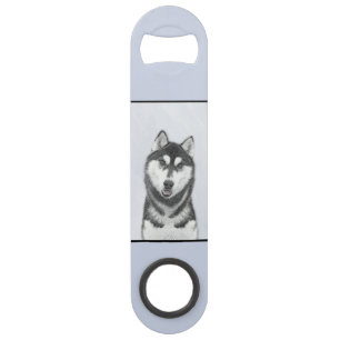 Siberischer Husky (Schwarz und Weiß) Malerei Hund Speed Flaschenöffner