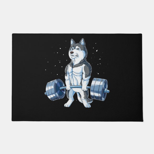 Siberischer Husky Weightlift Funny Deadlift Männer Fußmatte (Vorderseite)