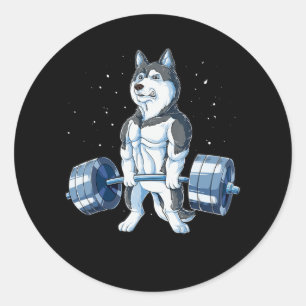 Siberischer Husky Weightlift Funny Deadlift Männer Runder Aufkleber