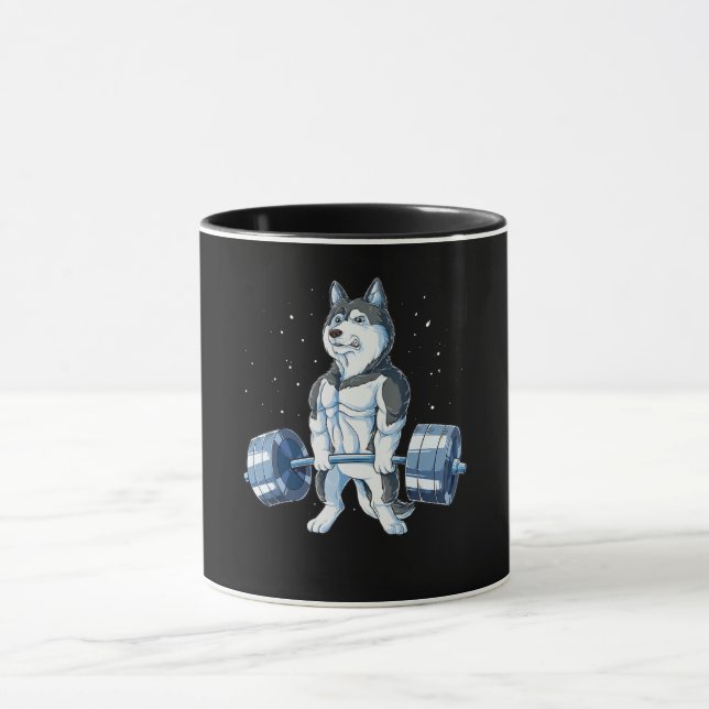Siberischer Husky Weightlift Funny Deadlift Männer Tasse (Zentrum)