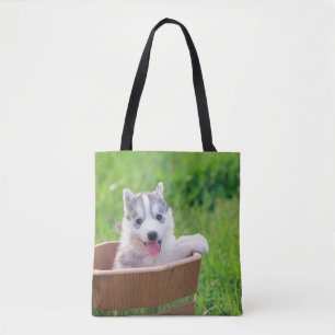 Siberischer Husky-Welpe in einer Hülle Tasche