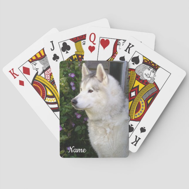 Siberischer Husky Welpenhund Spielkarten (Rückseite)