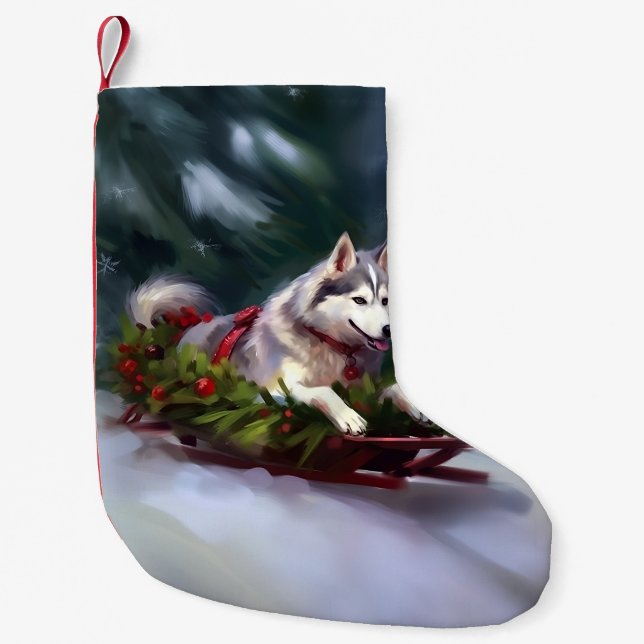Siberischer Weihnachtsschnee Kleiner Weihnachtsstrumpf (Vorderseite)