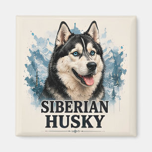 Sibirian Husky Arktischer Hund Porträt Premium-Kun Magnet