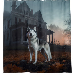 Sibirian Husky Halloween Gruselig Duschvorhang
