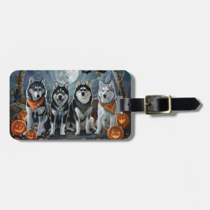 Sibirian Husky Halloween Gruselig Gepäckanhänger