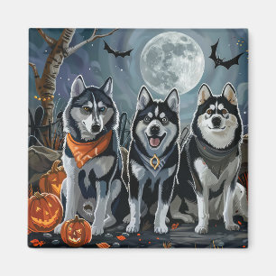 Sibirian Husky Halloween Gruselig Magnet