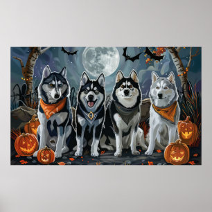 Sibirian Husky Halloween Gruselig  Poster