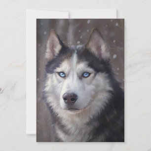 Sibirian Husky Kunst Feiertagskarte