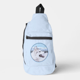 Sibirian Husky Malerei Silberner und Weißer Hund K Crossbody Bag