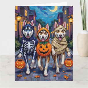 Sibirian Husky-Süßigkeiten-sammeln-Halloween-Kostü Karte