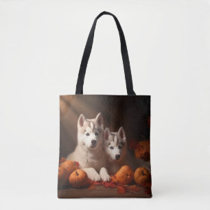 Sibirian Husky Welpe Herbstfreude Kürbis Tasche